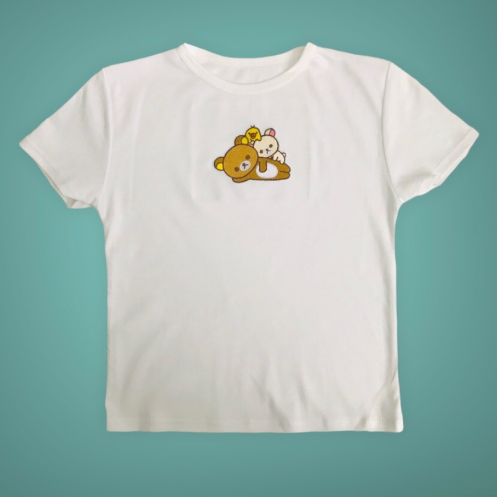 Rilakkuma Embroidered Cotton T-shirt